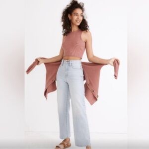 Madewell The Perfect Vintage Wide-Leg Crop Jean in bleached blue wash. Sz. 28